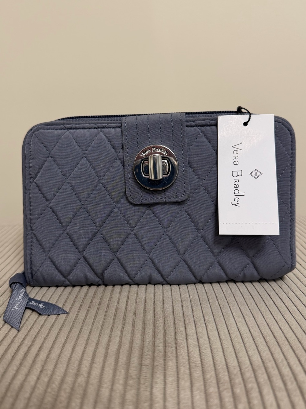 Vera Bradley Quilted Slate Gray Turn-Lock Wallet